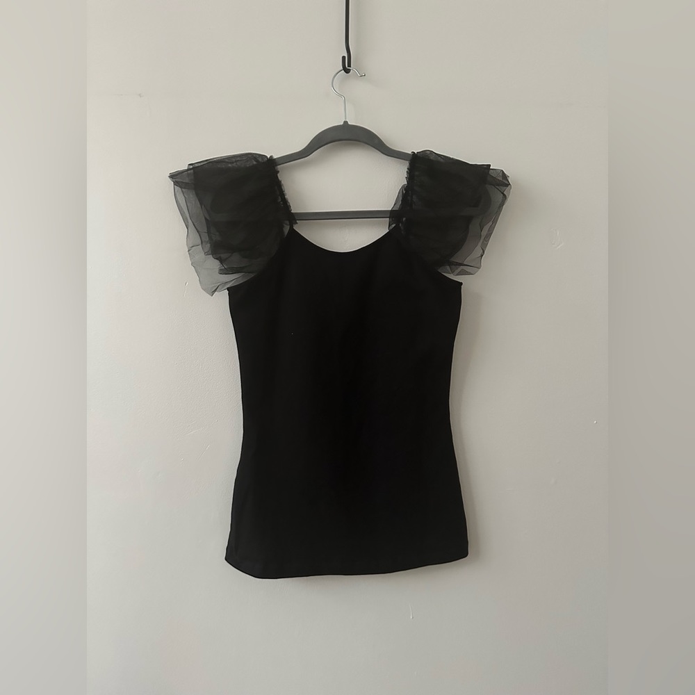 Zara Black Tank Top Mesh sleeve details - Picture 7 of 7